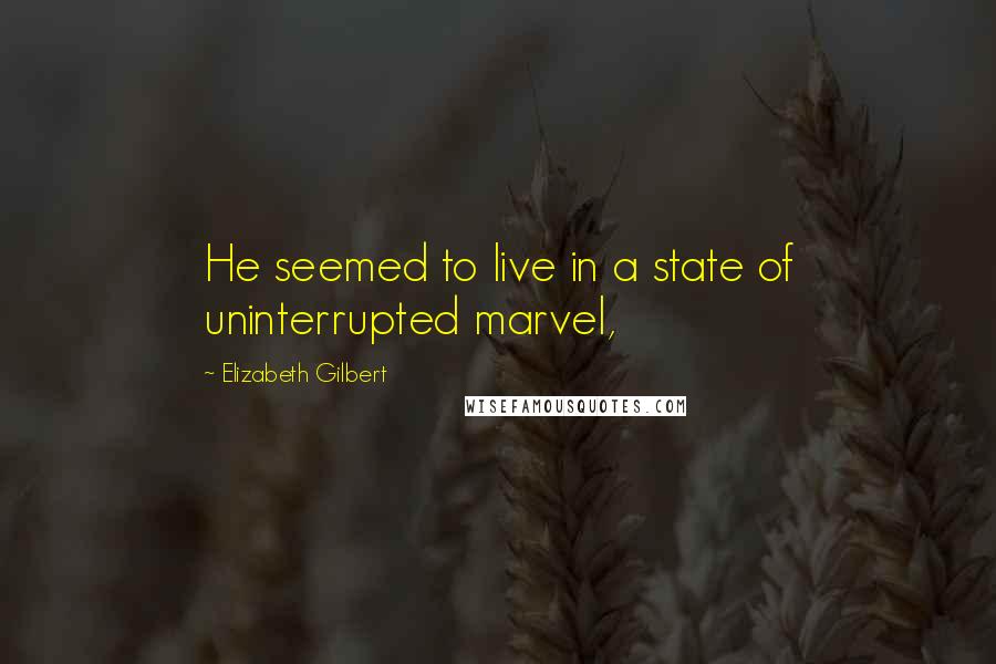 Elizabeth Gilbert Quotes: He seemed to live in a state of uninterrupted marvel,