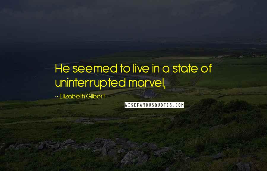 Elizabeth Gilbert Quotes: He seemed to live in a state of uninterrupted marvel,
