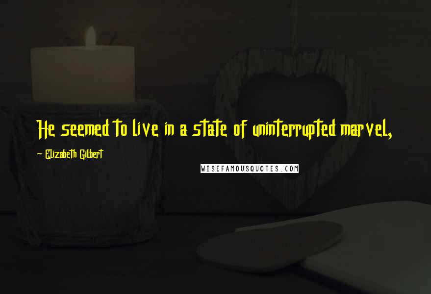 Elizabeth Gilbert Quotes: He seemed to live in a state of uninterrupted marvel,