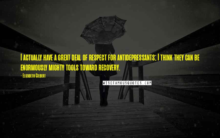 Elizabeth Gilbert Quotes: I actually have a great deal of respect for antidepressants; I think they can be enormously mighty tools toward recovery.