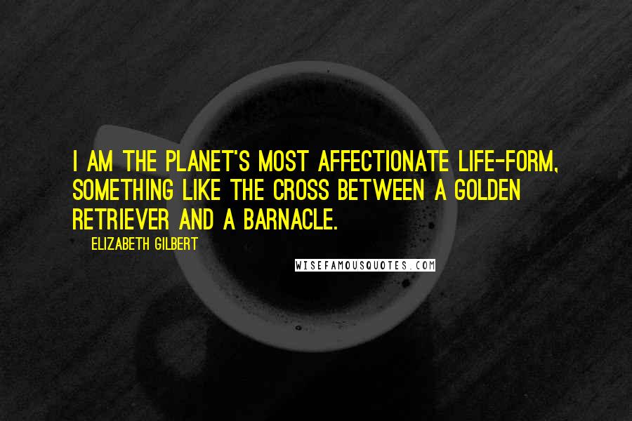 Elizabeth Gilbert Quotes: I am the planet's most affectionate life-form, something like the cross between a golden retriever and a barnacle.