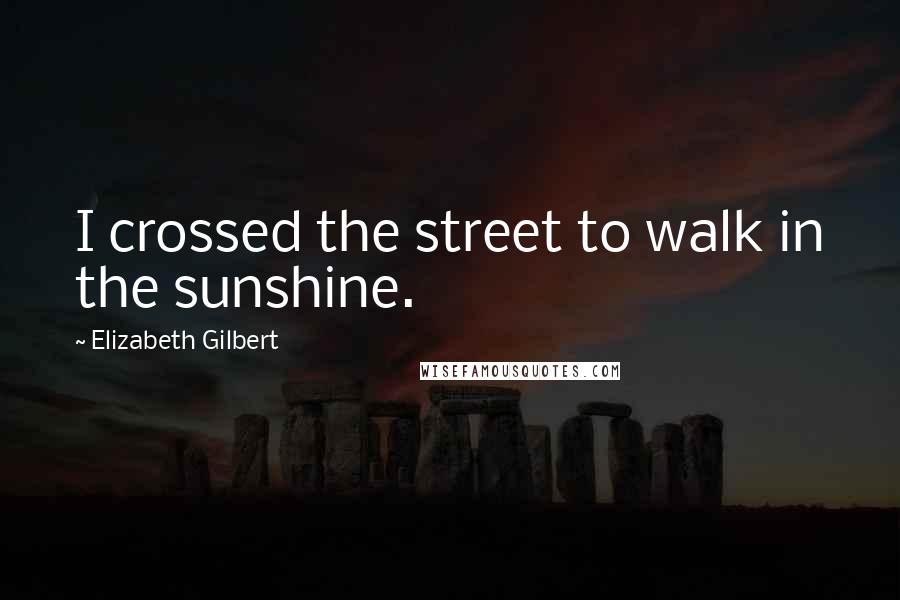 Elizabeth Gilbert Quotes: I crossed the street to walk in the sunshine.