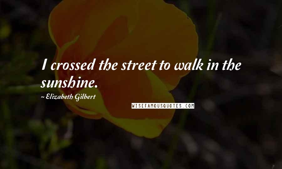 Elizabeth Gilbert Quotes: I crossed the street to walk in the sunshine.