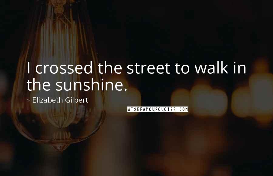 Elizabeth Gilbert Quotes: I crossed the street to walk in the sunshine.
