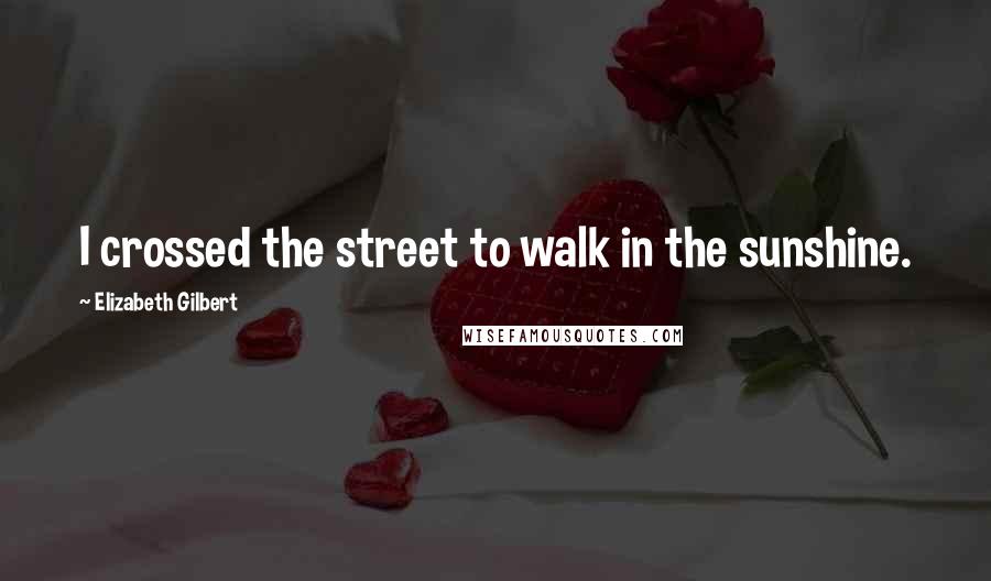 Elizabeth Gilbert Quotes: I crossed the street to walk in the sunshine.
