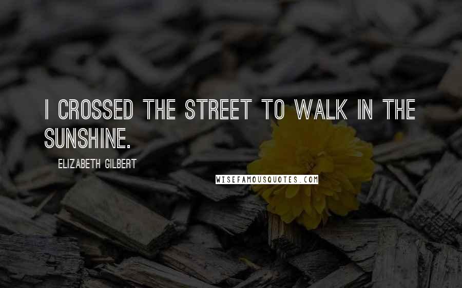 Elizabeth Gilbert Quotes: I crossed the street to walk in the sunshine.