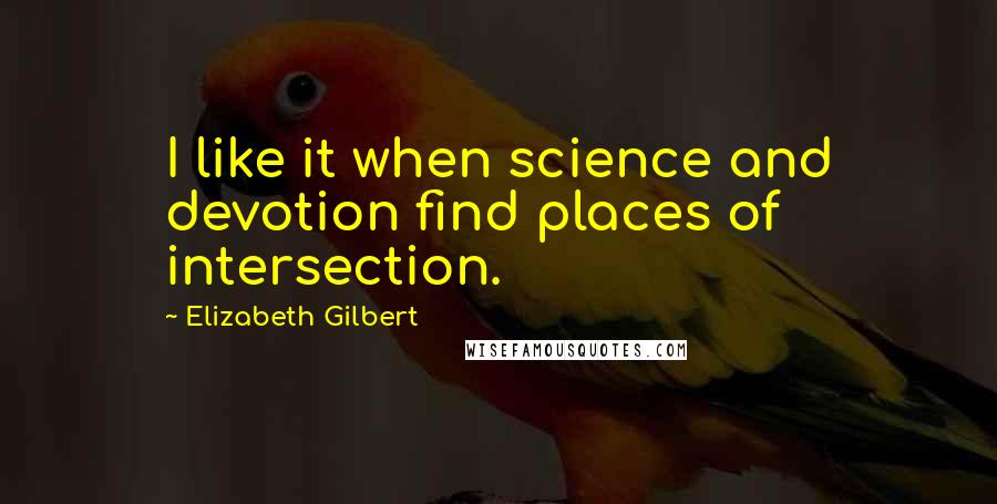 Elizabeth Gilbert Quotes: I like it when science and devotion find places of intersection.