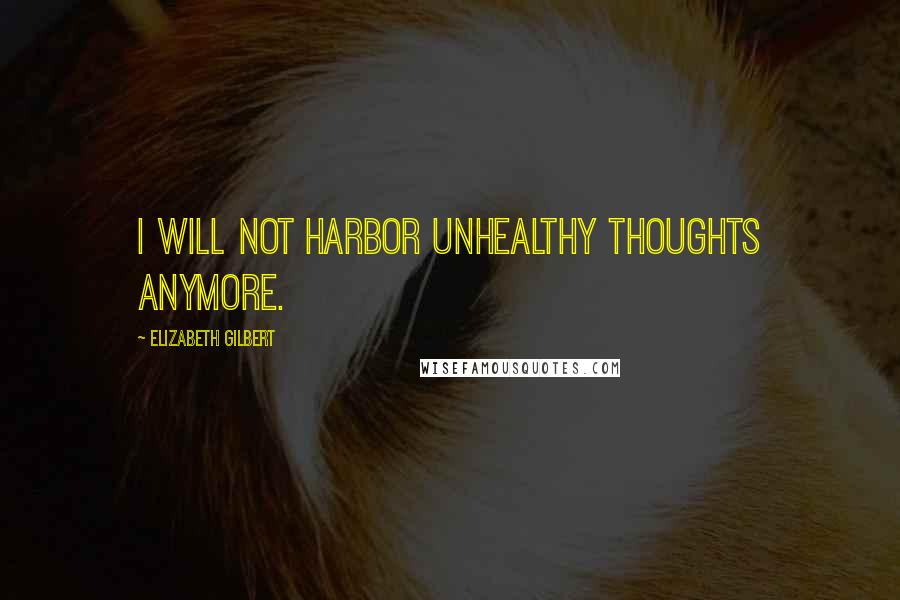 Elizabeth Gilbert Quotes: I will not harbor unhealthy thoughts anymore.