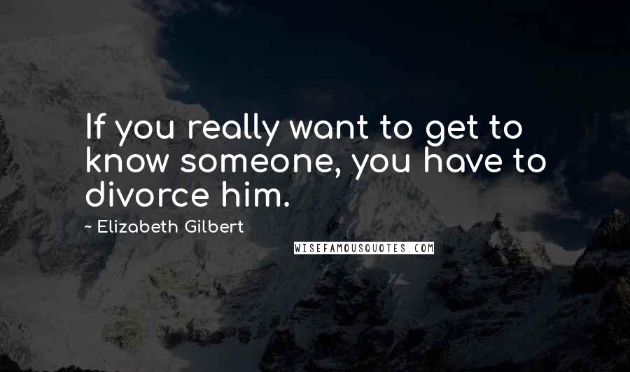 Elizabeth Gilbert Quotes: If you really want to get to know someone, you have to divorce him.
