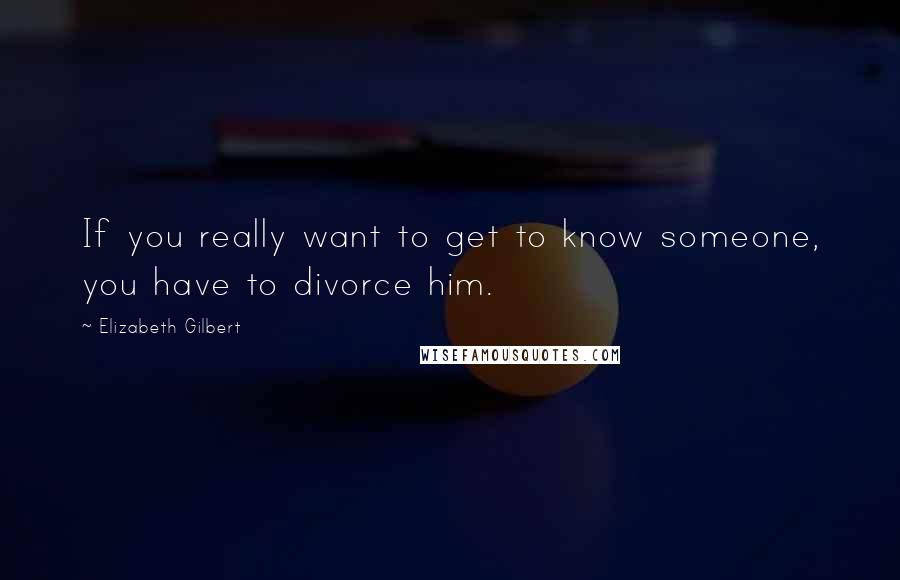 Elizabeth Gilbert Quotes: If you really want to get to know someone, you have to divorce him.