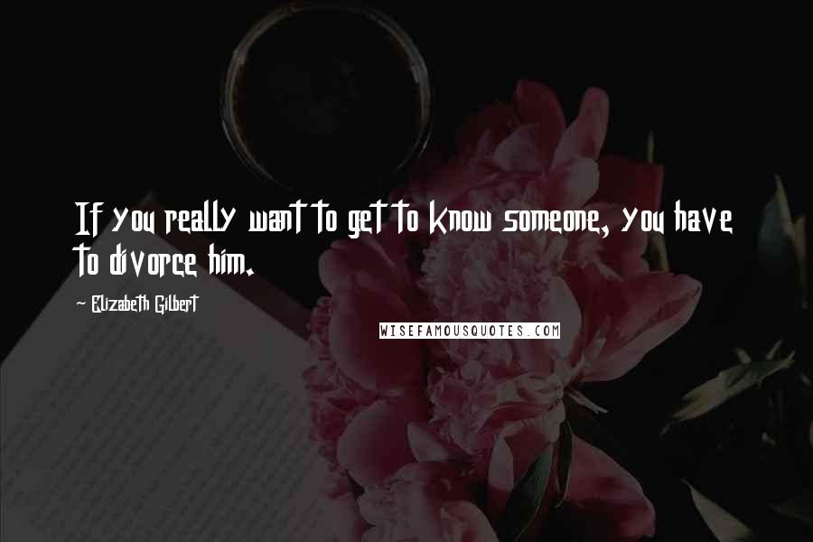 Elizabeth Gilbert Quotes: If you really want to get to know someone, you have to divorce him.