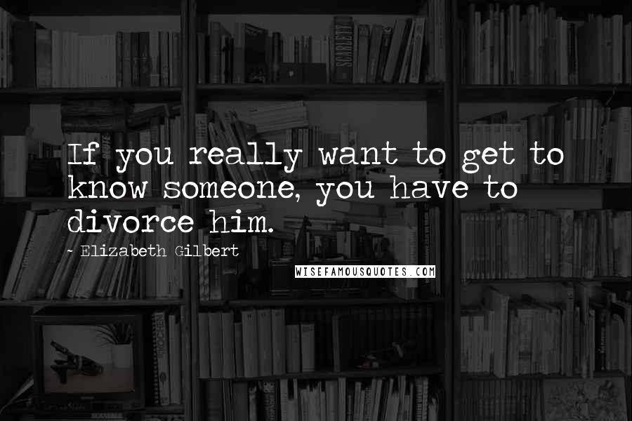 Elizabeth Gilbert Quotes: If you really want to get to know someone, you have to divorce him.