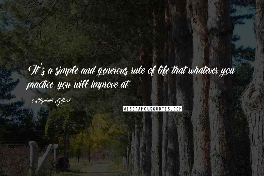 Elizabeth Gilbert Quotes: It's a simple and generous rule of life that whatever you practice, you will improve at.