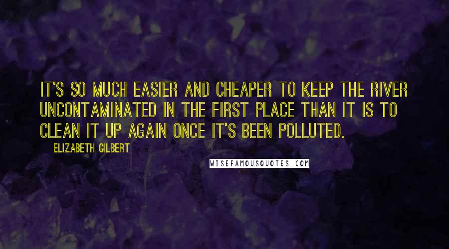 Elizabeth Gilbert Quotes: It's so much easier and cheaper to keep the river uncontaminated in the first place than it is to clean it up again once it's been polluted.