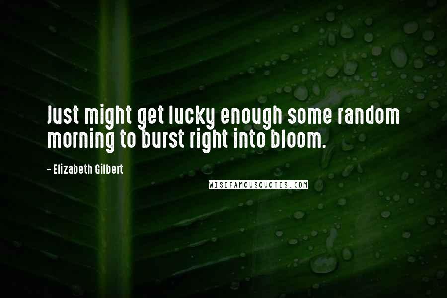 Elizabeth Gilbert Quotes: Just might get lucky enough some random morning to burst right into bloom.