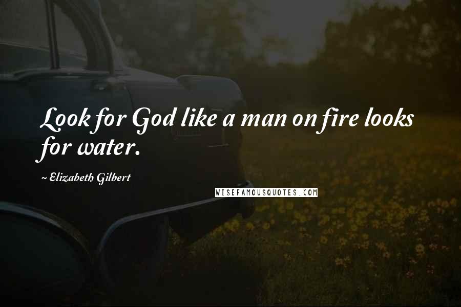 Elizabeth Gilbert Quotes: Look for God like a man on fire looks for water.