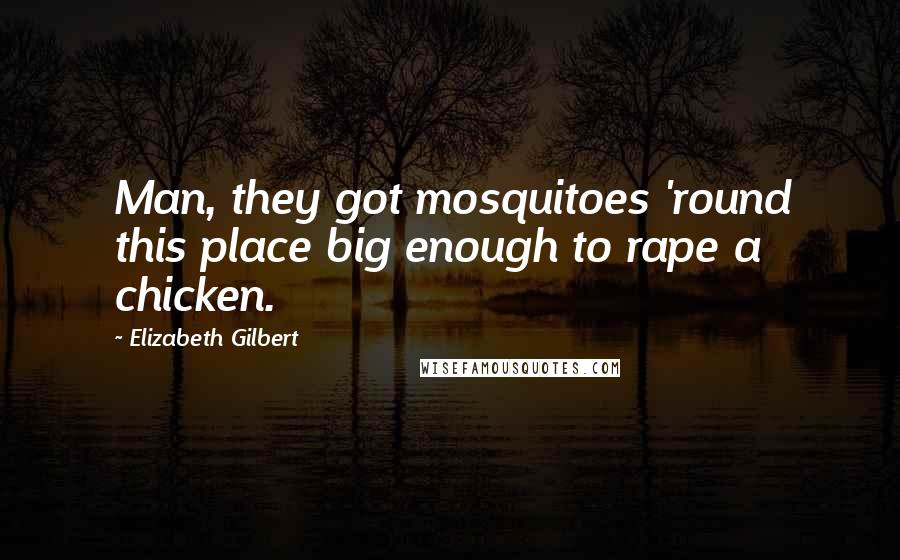 Elizabeth Gilbert Quotes: Man, they got mosquitoes 'round this place big enough to rape a chicken.