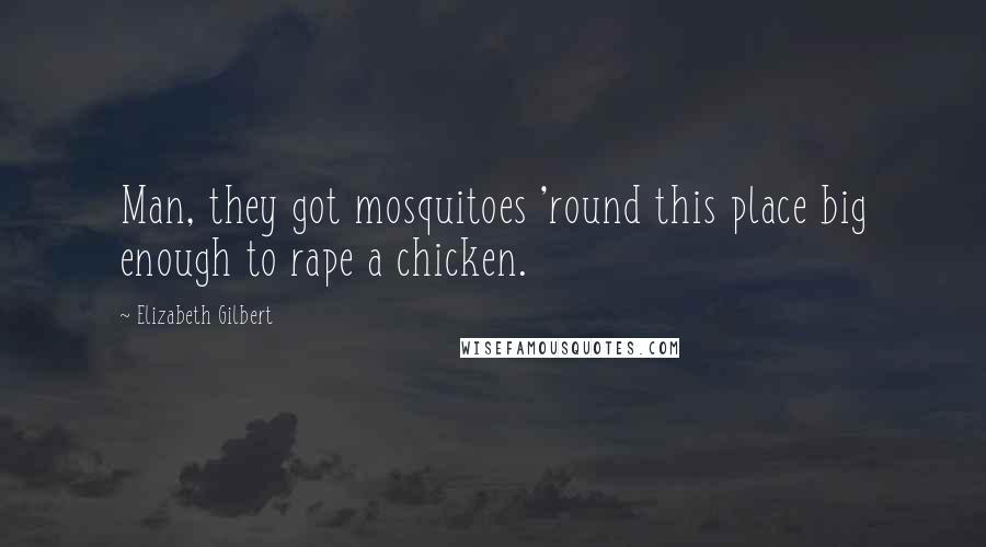 Elizabeth Gilbert Quotes: Man, they got mosquitoes 'round this place big enough to rape a chicken.