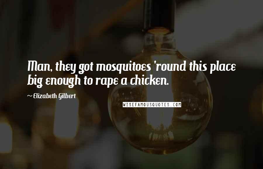 Elizabeth Gilbert Quotes: Man, they got mosquitoes 'round this place big enough to rape a chicken.