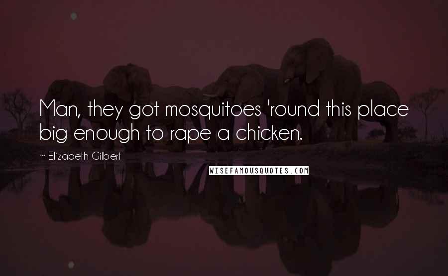 Elizabeth Gilbert Quotes: Man, they got mosquitoes 'round this place big enough to rape a chicken.