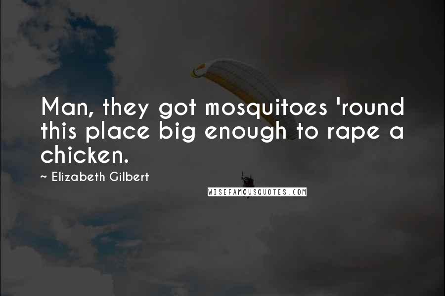 Elizabeth Gilbert Quotes: Man, they got mosquitoes 'round this place big enough to rape a chicken.