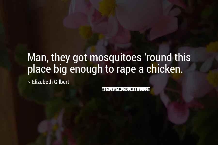 Elizabeth Gilbert Quotes: Man, they got mosquitoes 'round this place big enough to rape a chicken.