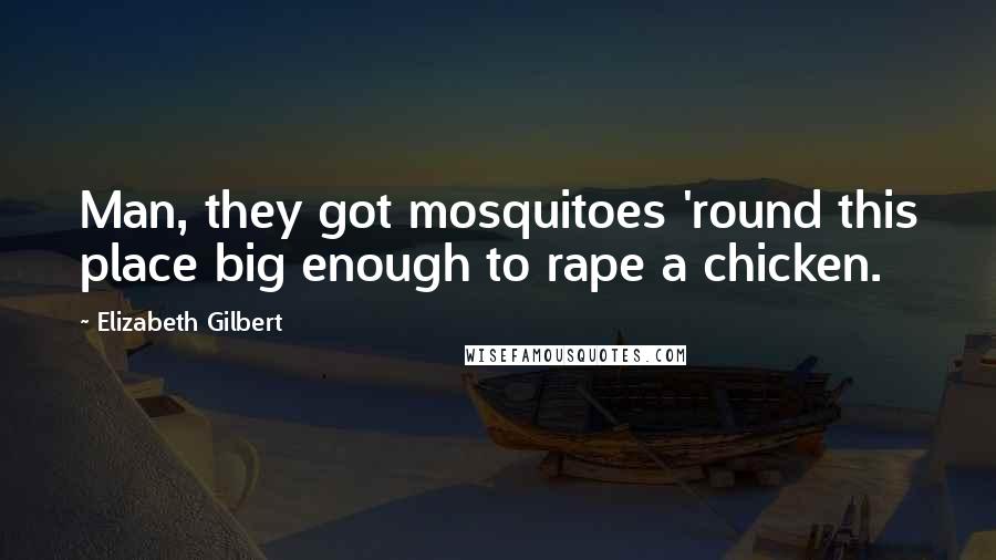 Elizabeth Gilbert Quotes: Man, they got mosquitoes 'round this place big enough to rape a chicken.