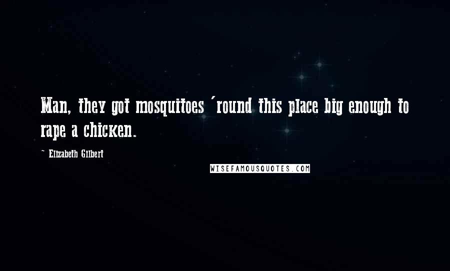 Elizabeth Gilbert Quotes: Man, they got mosquitoes 'round this place big enough to rape a chicken.