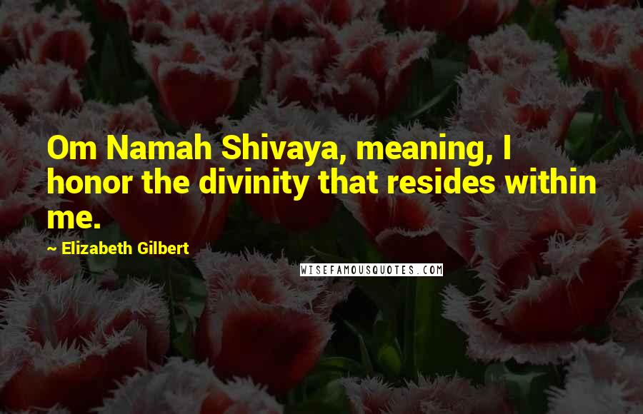 Elizabeth Gilbert Quotes: Om Namah Shivaya, meaning, I honor the divinity that resides within me.