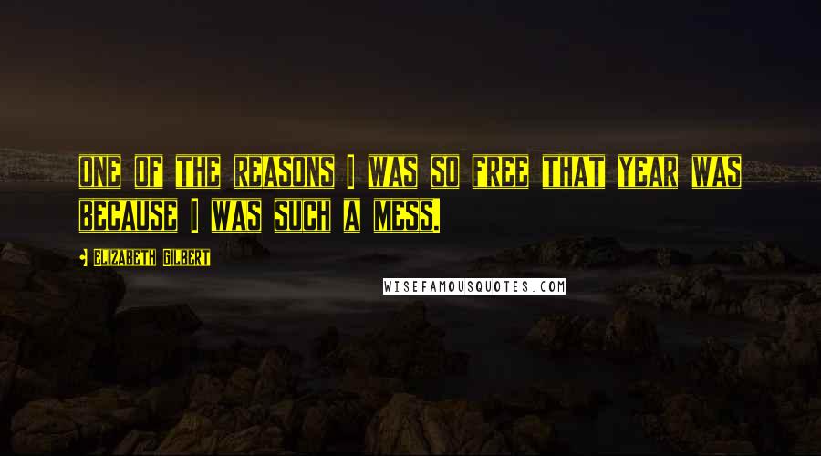 Elizabeth Gilbert Quotes: one of the reasons I was so free that year was because I was such a mess.