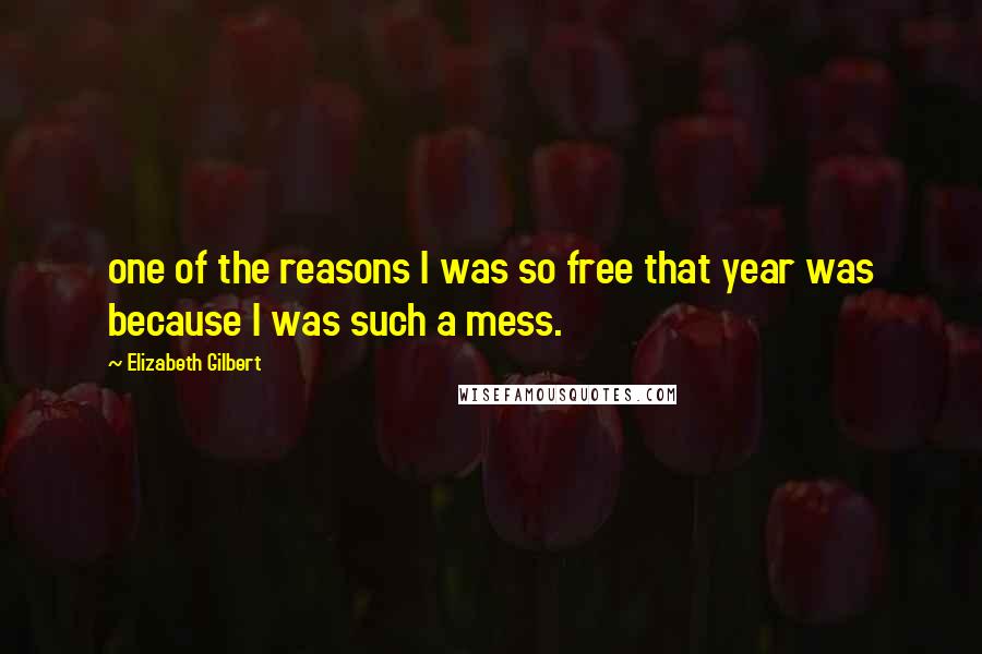 Elizabeth Gilbert Quotes: one of the reasons I was so free that year was because I was such a mess.