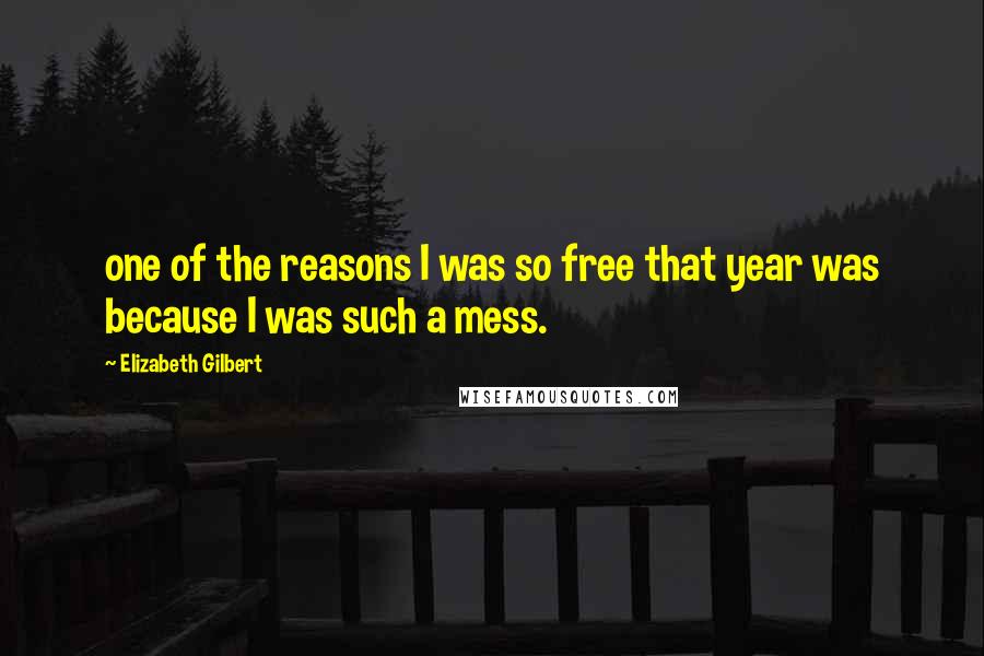 Elizabeth Gilbert Quotes: one of the reasons I was so free that year was because I was such a mess.