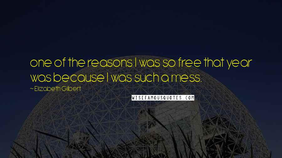 Elizabeth Gilbert Quotes: one of the reasons I was so free that year was because I was such a mess.