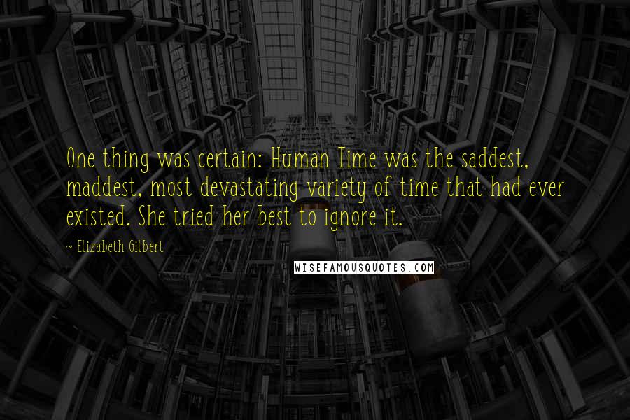 Elizabeth Gilbert Quotes: One thing was certain: Human Time was the saddest, maddest, most devastating variety of time that had ever existed. She tried her best to ignore it.