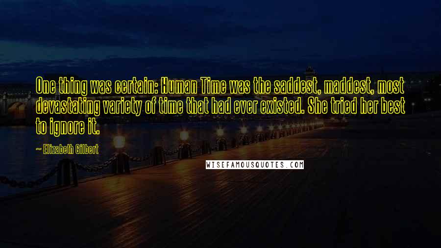 Elizabeth Gilbert Quotes: One thing was certain: Human Time was the saddest, maddest, most devastating variety of time that had ever existed. She tried her best to ignore it.