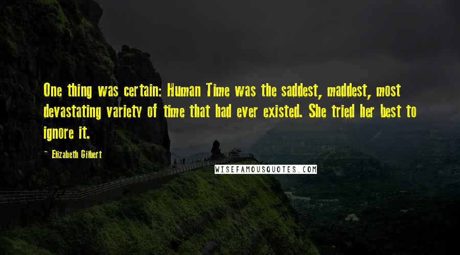 Elizabeth Gilbert Quotes: One thing was certain: Human Time was the saddest, maddest, most devastating variety of time that had ever existed. She tried her best to ignore it.
