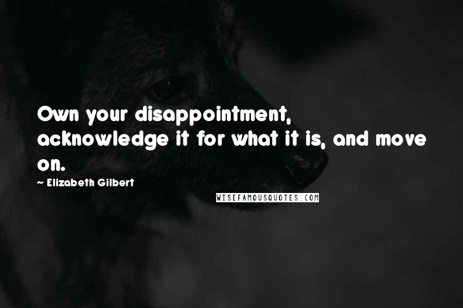 Elizabeth Gilbert Quotes: Own your disappointment, acknowledge it for what it is, and move on.