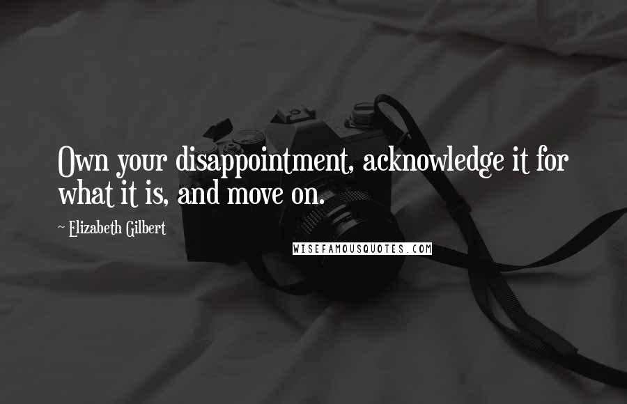 Elizabeth Gilbert Quotes: Own your disappointment, acknowledge it for what it is, and move on.