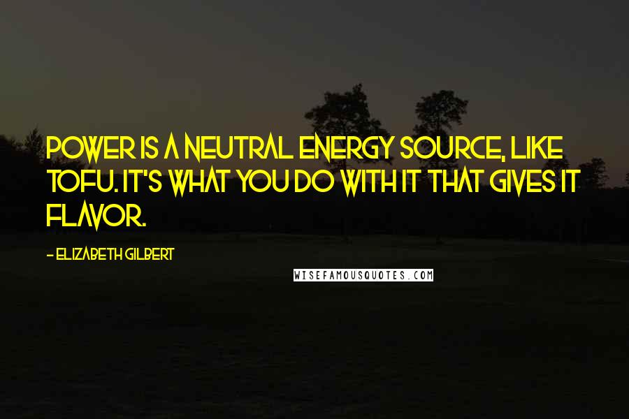 Elizabeth Gilbert Quotes: Power is a neutral energy source, like tofu. It's what you do with it that gives it flavor.