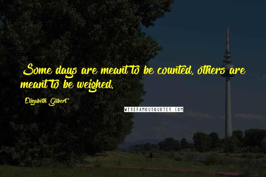 Elizabeth Gilbert Quotes: Some days are meant to be counted, others are meant to be weighed.