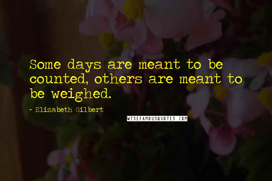 Elizabeth Gilbert Quotes: Some days are meant to be counted, others are meant to be weighed.