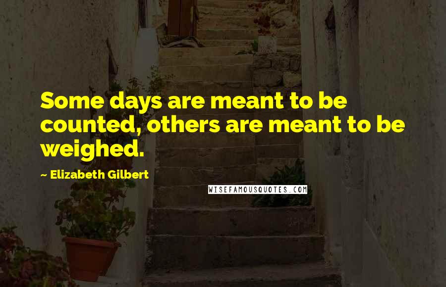 Elizabeth Gilbert Quotes: Some days are meant to be counted, others are meant to be weighed.