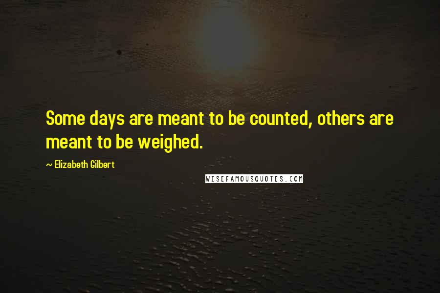 Elizabeth Gilbert Quotes: Some days are meant to be counted, others are meant to be weighed.