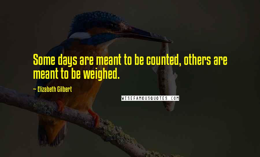 Elizabeth Gilbert Quotes: Some days are meant to be counted, others are meant to be weighed.