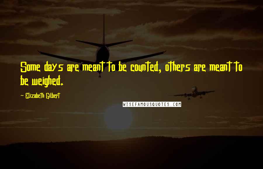 Elizabeth Gilbert Quotes: Some days are meant to be counted, others are meant to be weighed.