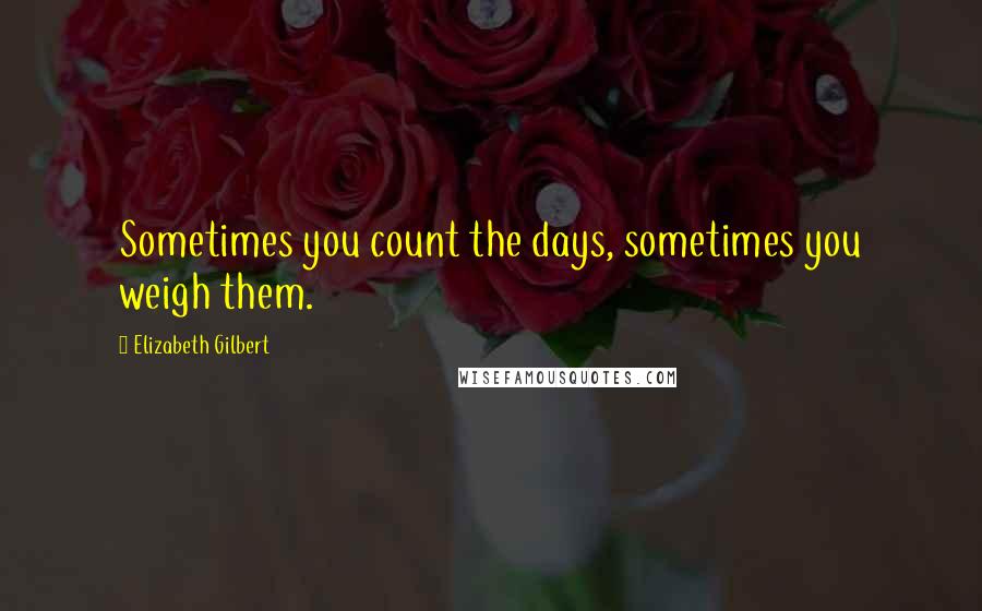 Elizabeth Gilbert Quotes: Sometimes you count the days, sometimes you weigh them.