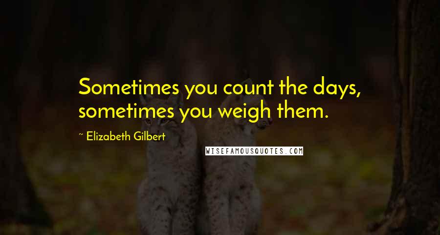 Elizabeth Gilbert Quotes: Sometimes you count the days, sometimes you weigh them.