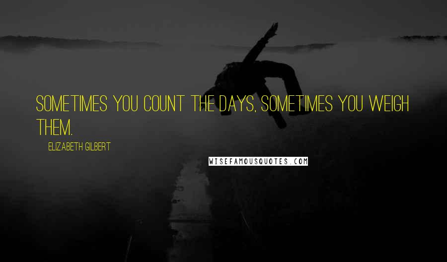 Elizabeth Gilbert Quotes: Sometimes you count the days, sometimes you weigh them.