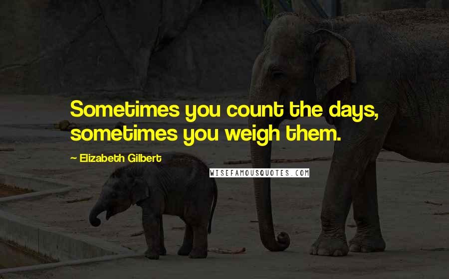 Elizabeth Gilbert Quotes: Sometimes you count the days, sometimes you weigh them.