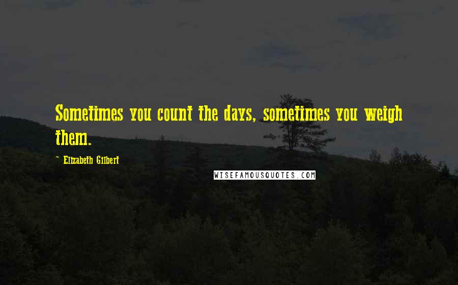 Elizabeth Gilbert Quotes: Sometimes you count the days, sometimes you weigh them.